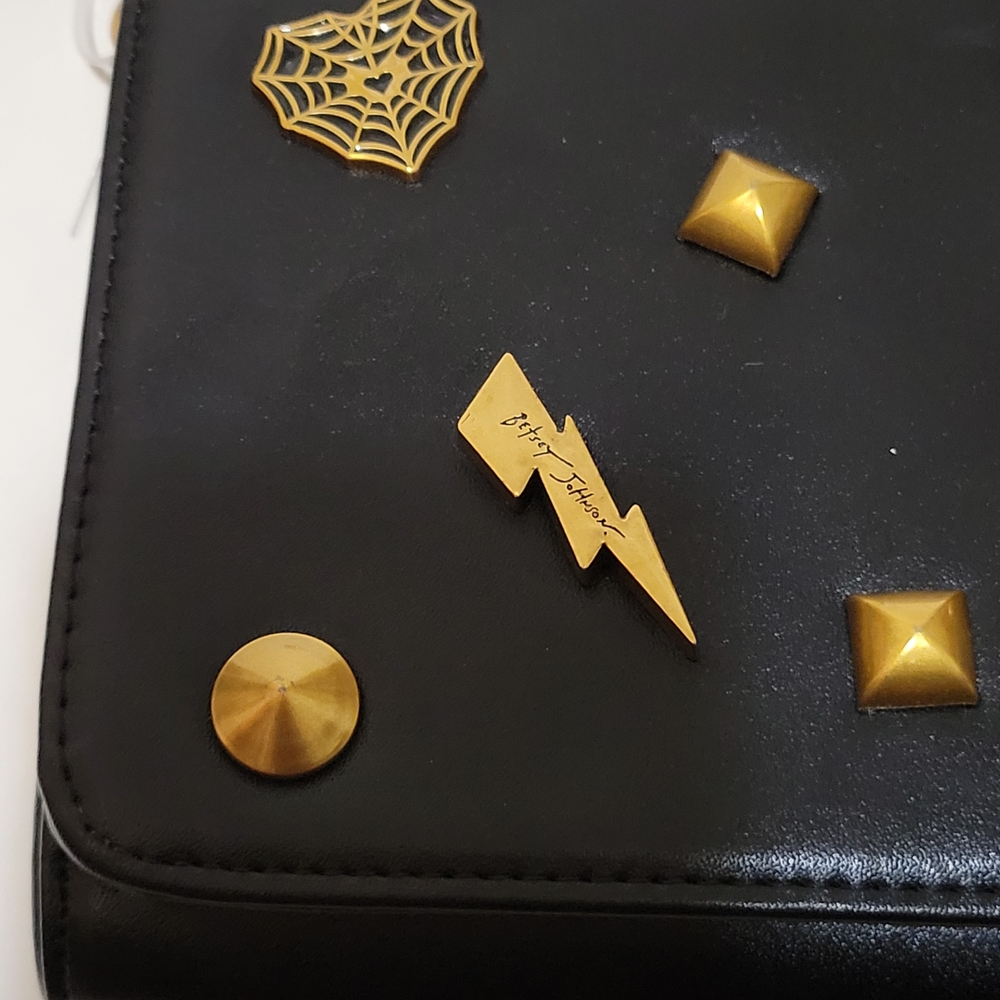 Black and Gold Embellished Betsey Johnson Crossbody Bag - Picture 4 of 8